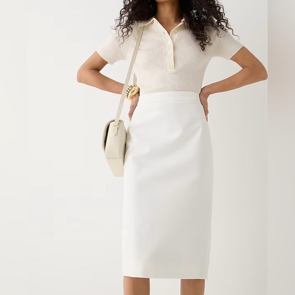 J. Crew Size 16T 16 Tall No 3 Pencil Skirt Bi-Stretch Cotton Blend White NWT